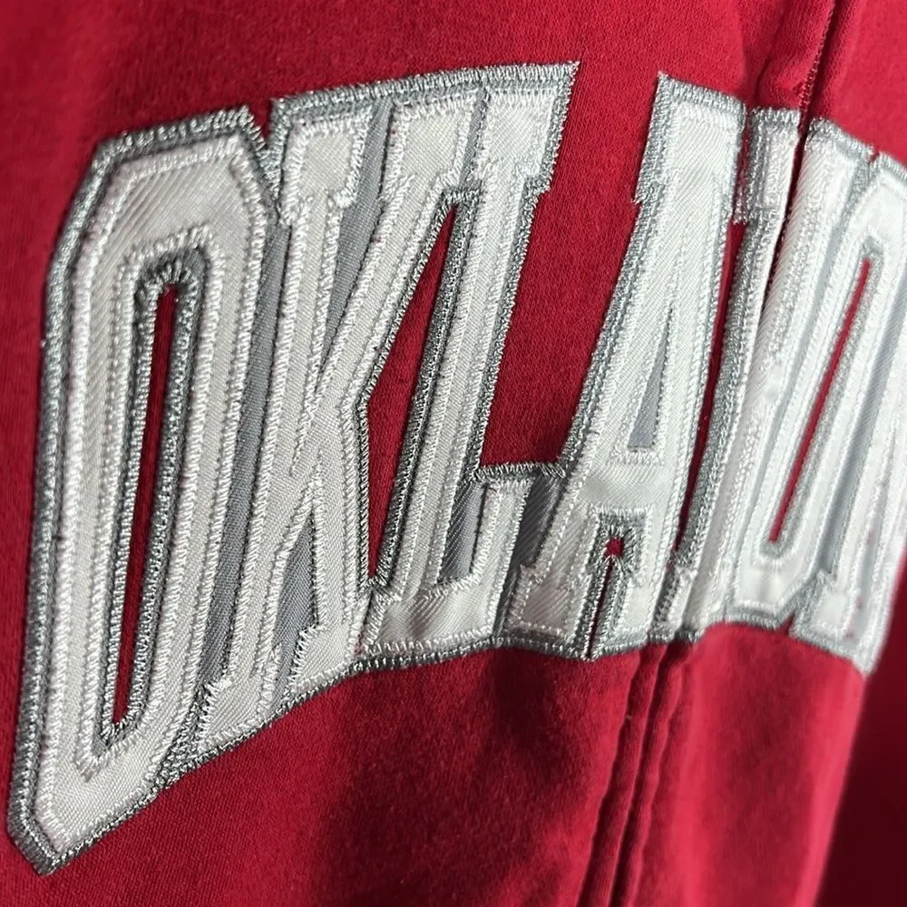 🏈 Vintage OKLAHOMA SOONERS College Zip Up Embroidered HOODIE Sweatshirt XL -EUC
